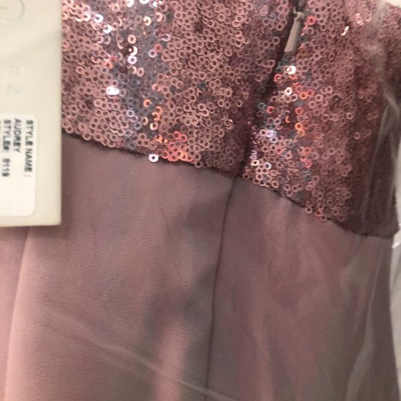 New Dusty Rose Gold Blush Sequin Dress, Aline Bridesmaid Formal Sparkle G&G - Picture 9 of 13